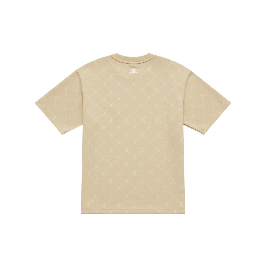 New MLB MONOGRAM Collection Boston Red Sox SS25 T Shirt Unisex Light Beige 3ATSM0153-43BGL