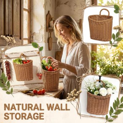 Hängende geflochtene Weidenkörbe, Handgefertigte Rattan-Wand-Blumentöpfe, Wandgeflecht-Aufbewahrungskörbe