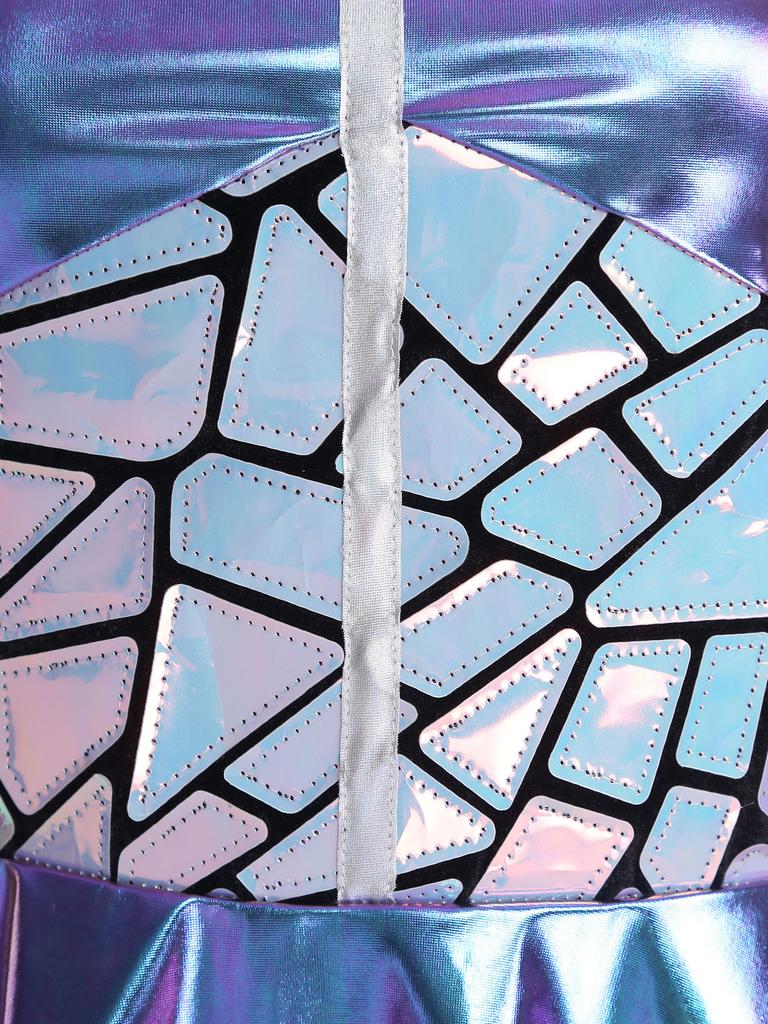 Complete Women‘s Alien Astronaut Halloween Costume S-3XL: Gradient Sequin Mini Dress with Metallic Patchwork & Fly Sleeves