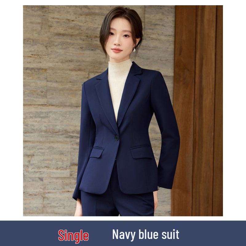 Women's 2025 Gray Wool High-End Professional Suit Set for Hotel Front Desk and Jewelry Store Workwear