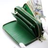 [Revetta] Crocodile Leather Long Wallet, Large Capacity, 40 Card Slots, Men's Wallet, Green, Double Round Zipper, Genuine Leather, Single Piece Leathe