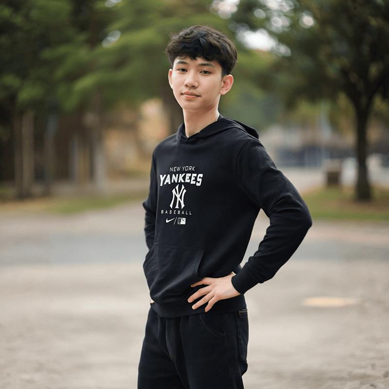 Nike Hoodie X MLB Collaboration New York Yankees Letter Logo Print Pullover Long Sleeve Kids Hoodies Black 3Z3B7SBGY-NYY