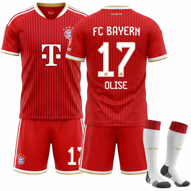 2627 dres fotbalová uniforma 10 Musiala 9 Kane sportovní Bayern domácí Ne. 17 Sada dresů Olise
