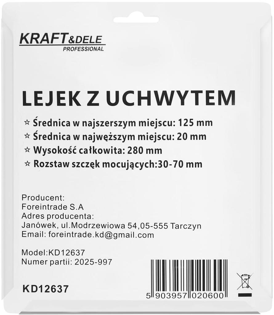 FUNNEL WITH HANDLE 20-125MM KD12637