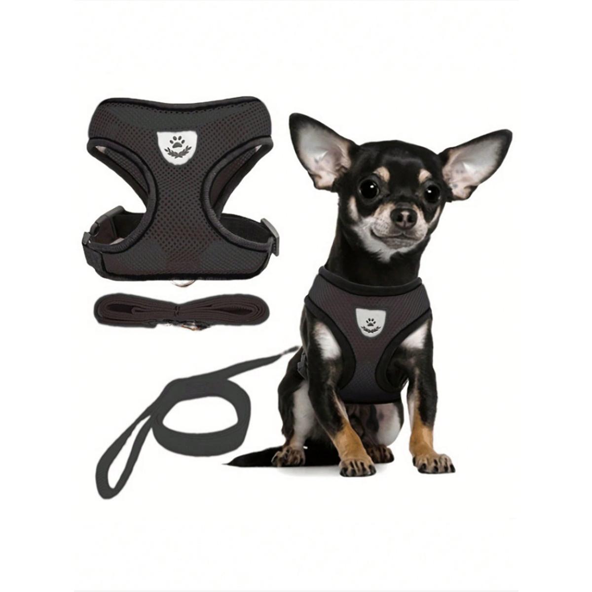 

Дышащие шлейки и поводки для маленьких собак Летние охлаждающие шлейки и поводки для кошек Светоотражающая шлейка для маленьких собак S чёрный