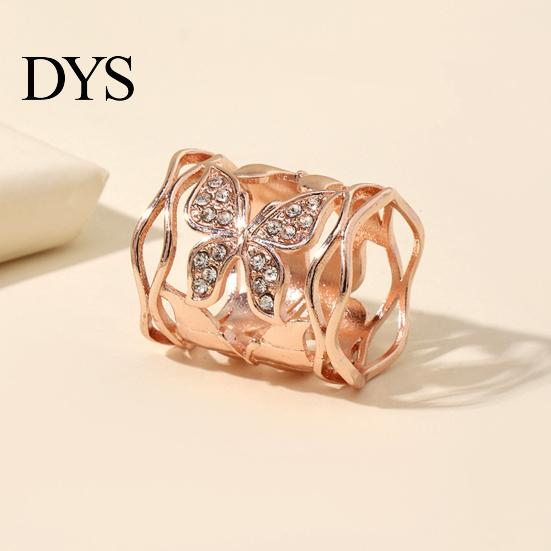 Fine Electroplated Scarf Ring Hollow-out Butterfly Ring, Rhinestone Holder, Elegant Stylish for Women Slide Shirts Neckerchiefs Shawls Silk