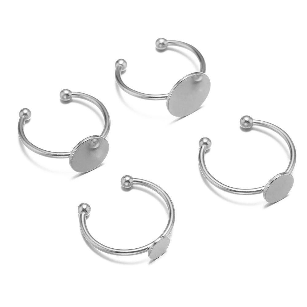 10Pcs No Fade Stainless Steel 6/8/10/12mm Rings Setting Cabochon Cameo Tray Bezel Blank Bases Jewelry Making Supplies Findings