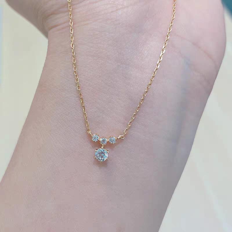 Japanese 925 Sterling Silver K Gold Plated Zircon Water Drop Necklace - Winter Christmas Limited Edition