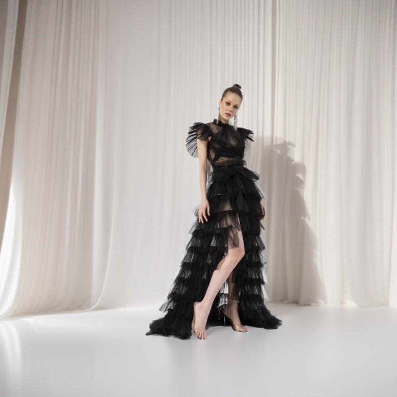 Classic Solid Color Pleated Midlength Skirt With Splicing Design For Office Wear
