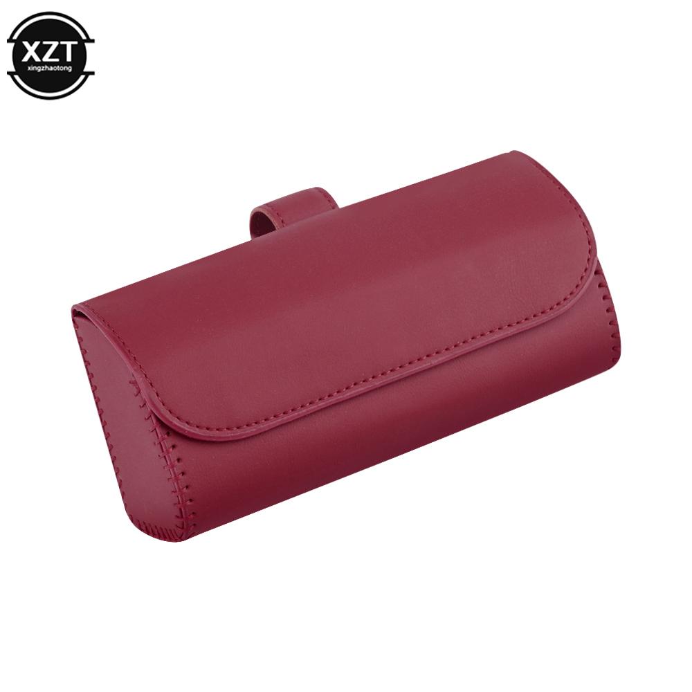 PU Leather Car Visor Sunglasses Case Clip Hanger Magnetic Fastener Sunglasses Holder Storage Box Eyeglasses Holder Car Interior