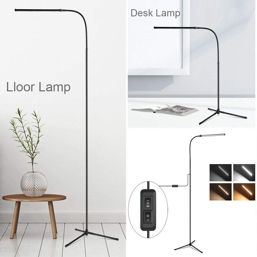 New LED Eye-Caring Floor Lamp Dimmable 3Light Modes with Flexible Gooseneck Height Adjustable USB Home Reading Light for Bedroom