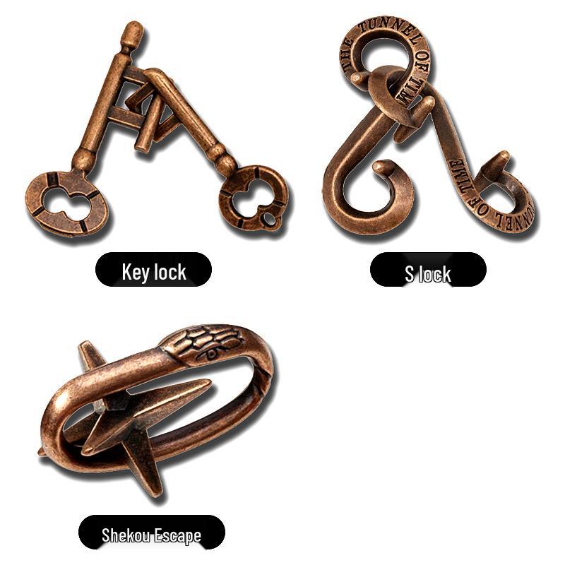 

Детский набор головоломок на интеллект: Замки Лубань и Кунмин, Девять переплетающихся колец, Подковообразный замок - Популярная развивающая игрушка в TikTok