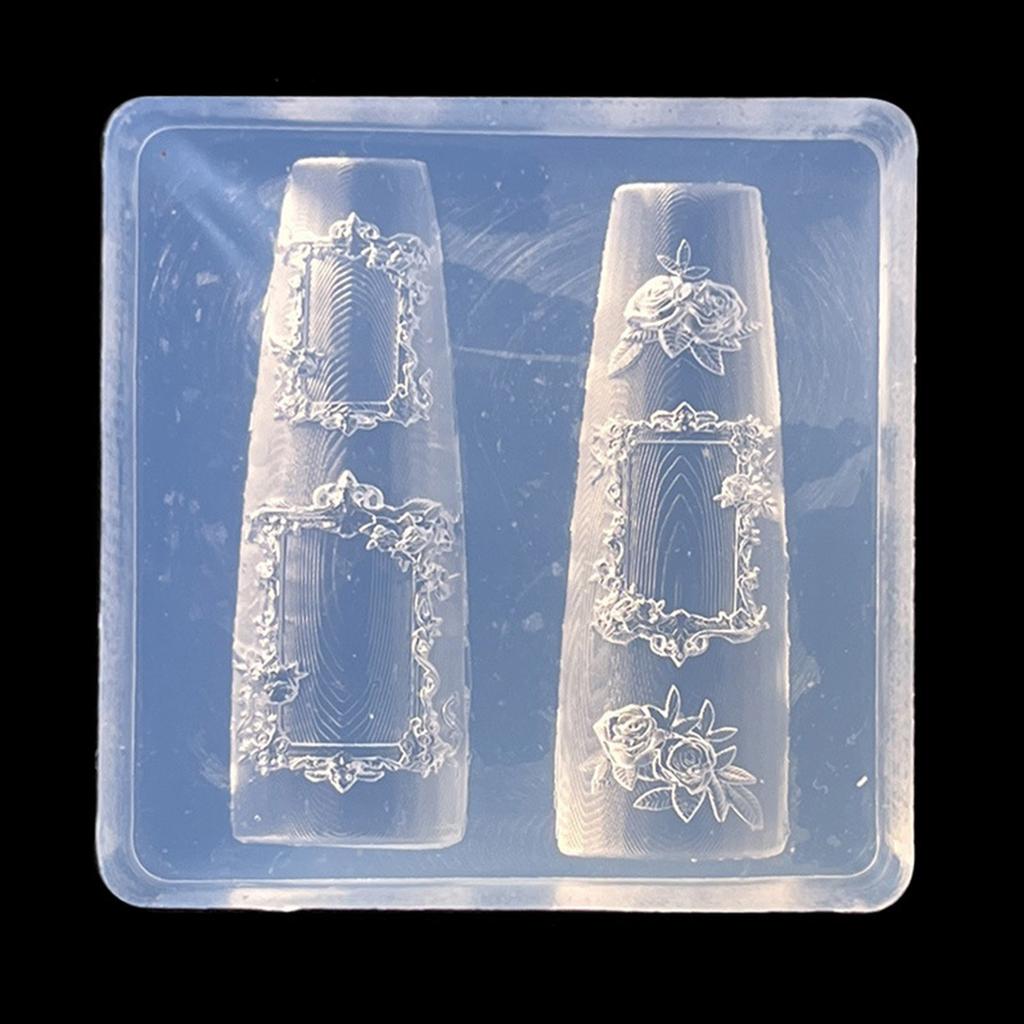 2pcs/1pc Reusable Silicone Nail Molds For Creating Intricate 3D Photo Frame Designs Manicure Art Decoration Mould