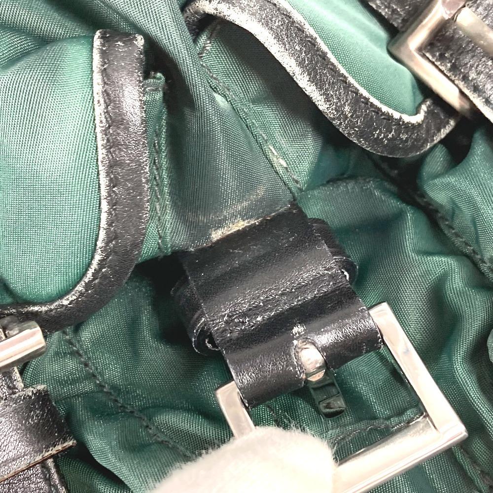 PRADA Bicolor triangle logo Backpack Leather / Nylon Green/Black