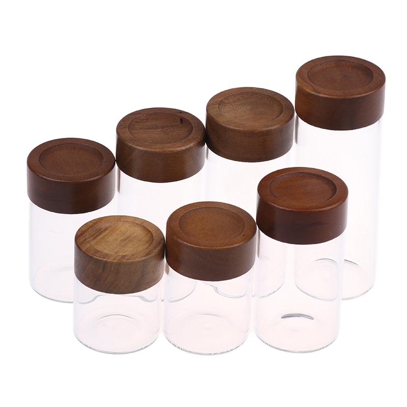 Mini Wood Lid Coffee Beans Storage Container Tube Kitchen Sealed Can Tea Spice Jars Single Dose Espresso Accessory Coffeware
