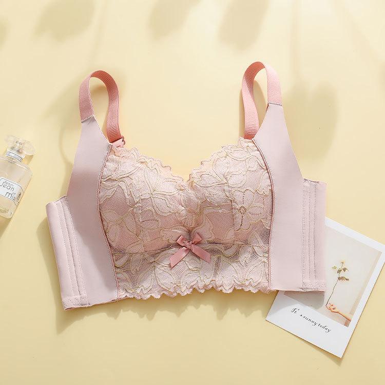 Intelligent temperature sense, no steel ring, small chest gathered, large and seamless, upper support, anti-sagging lace bra