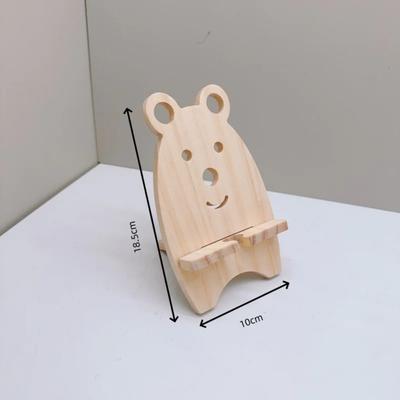 Creative Wooden Mobile Phone Stand Bear Cartoon Desktop Stand Charging Dock Mobile Phone