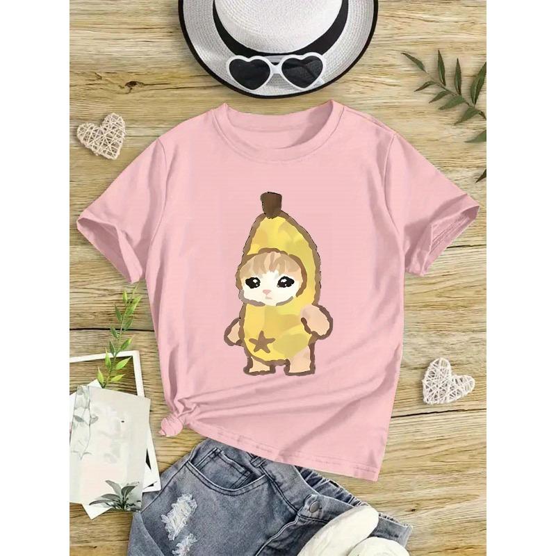 Kids Cartoon Graphic Crewneck Short Sleeve T-Shirt