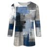 Women's Fashion Casual Round Neck Three-quarter Sleeve Retro Floral Print T-shirt Top