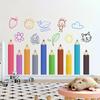 Fun Crayon Wall Stickers with Hand-Drawn Designs Wall Decoration Creative Wall Decals Home Decoration Accessories