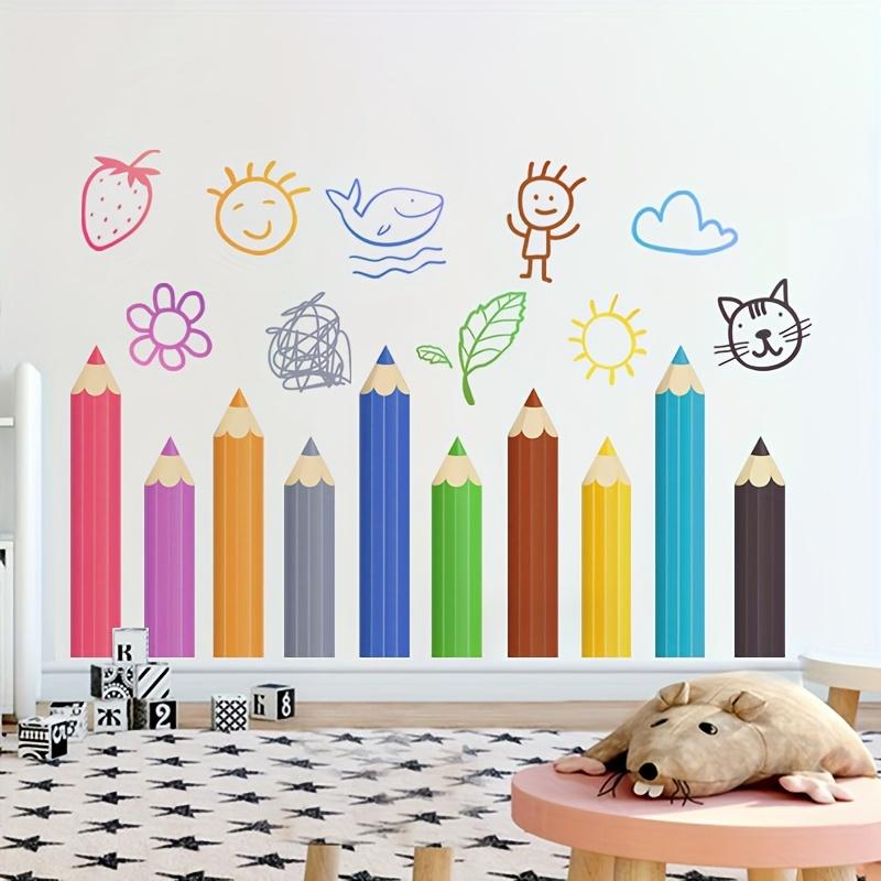 Fun Crayon Wall Stickers with Hand-Drawn Designs Wall Decoration Creative Wall Decals Home Decoration Accessories