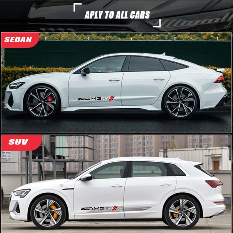 2 UNIDS Pegatinas para Carrocería de Coche Calcomanías Laterales para Puertas de Coche Para Mercedes Benz AMG Smart W205 C300 W203 W206 W108 W124 W126 W140 W168 W169 W176 BX5