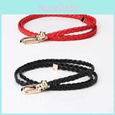 Fashion Ladies Handmade Woven Pu Leather Belt With Pin Buckle For Casual Dress And Office Style