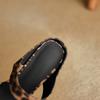 Fashion Women's New Genuine Leather Summer Leopard Pattern Exposed Toe Thick Sole Waterproof Platform High-heeled Fashion Slippers