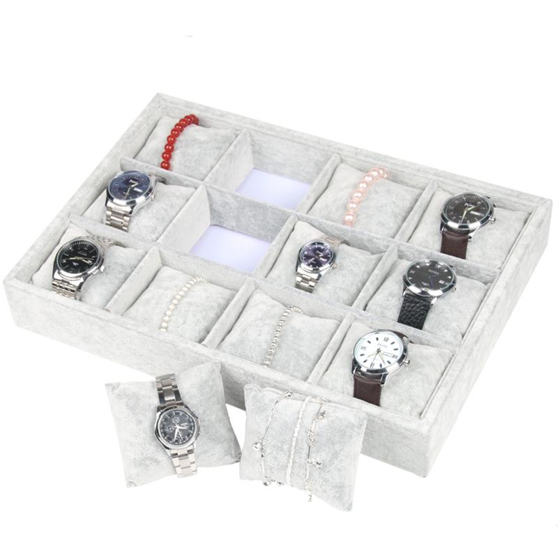 12 Grids Watch Bracelet Storage Tray Jewelry Pillow Tray Headdress Jewelry Display Organizer Tray