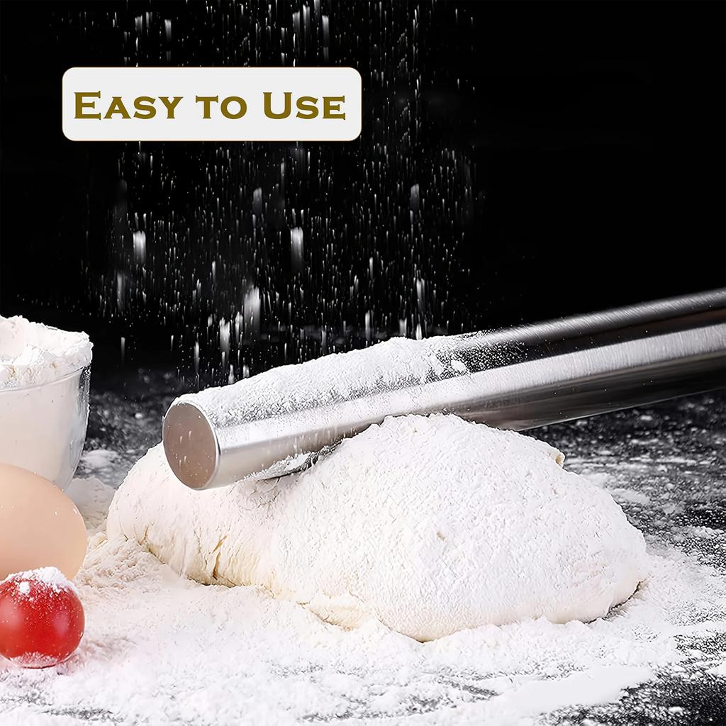 1PC Kitchen Rolling Pin Stainless Steel Non-Stick Cake Fondant Pastry Rolling Pin for Kitchen Cake Roller Crafts Baking