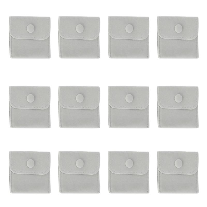 12pcs Convenient Flannel Jewelry Pouches Small Fabric Bags With Snap Closure For Jewelry Storage And Gift Packaging