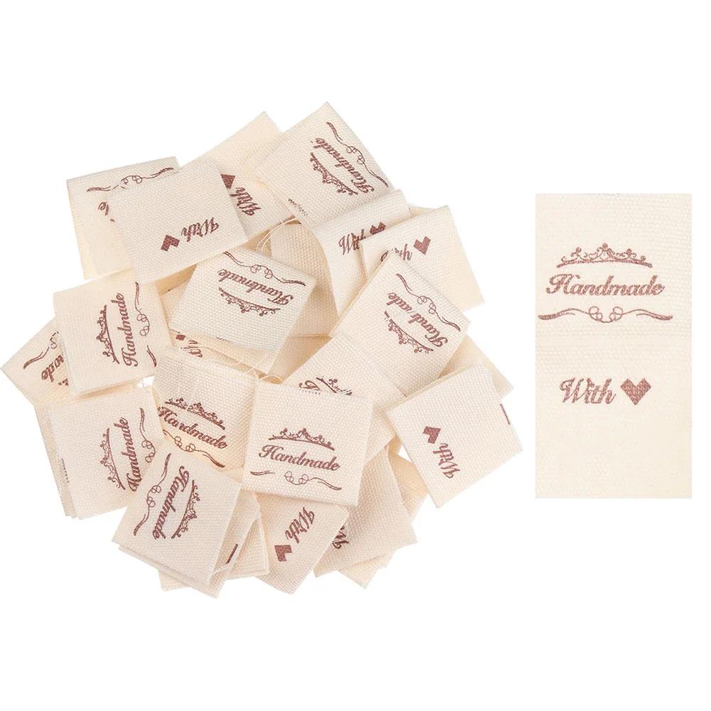 50PCS Cloth Garment Labels Handmade Clothing Tags Cartoon Pattern Woven Knitted Sew Tags Handmade DIY Sewing Crafts Supplies