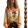 Women's V-Neck Top for Halloween and Fall Occasions