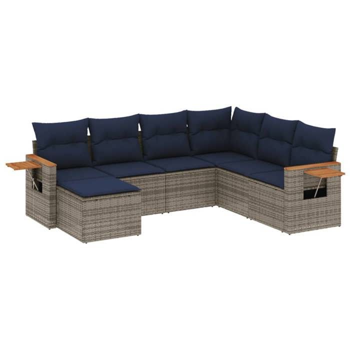 VidaXL Garden Lounge Set with Cushions 7 Pcs, Patio Sofas, Furniture Set, Outdoor Terrace Furniture, Grey 3227048
