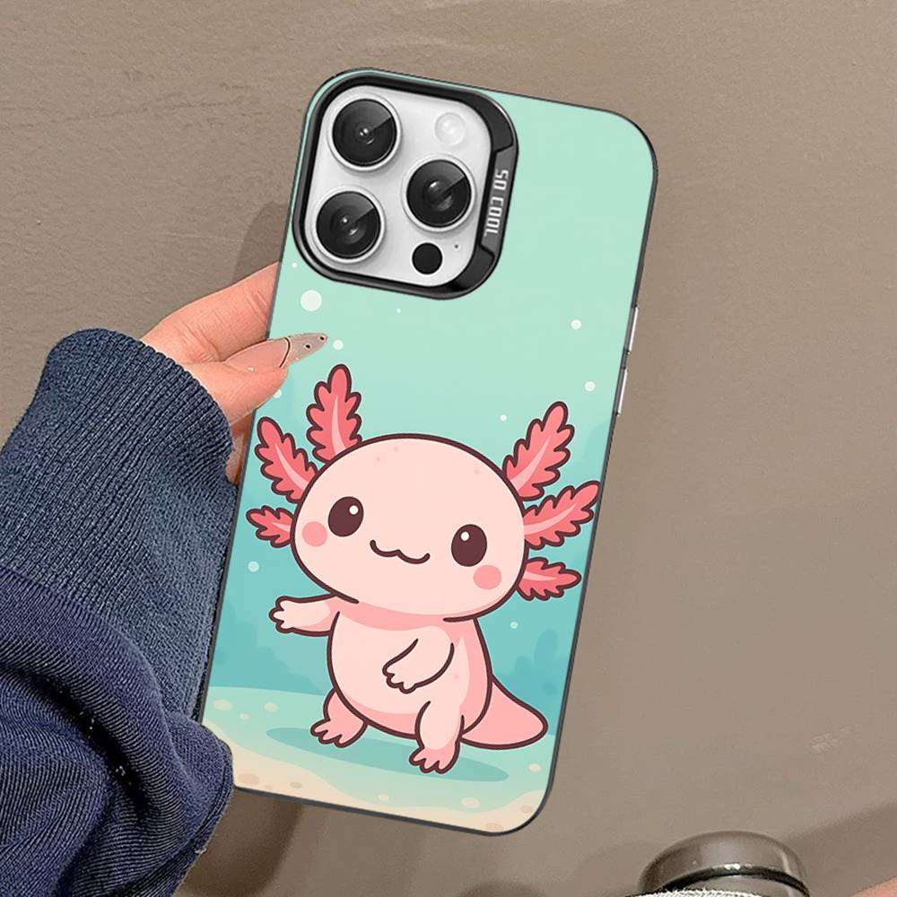 Cartoon Axolotl Süße Handyhülle Für IPhone 17 16 15 14 13 Pro 12 11 Pro Max PLUS Farbe Rückseite