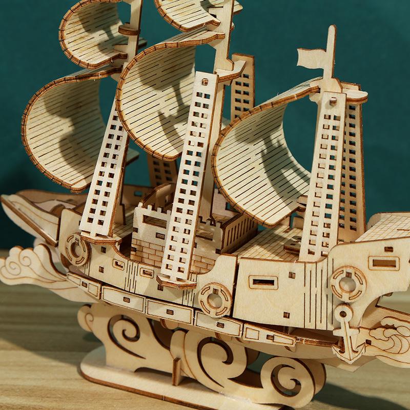 3D Creative Ocean Sailing Ship Puzzle - Educational DIY Toy for Kids