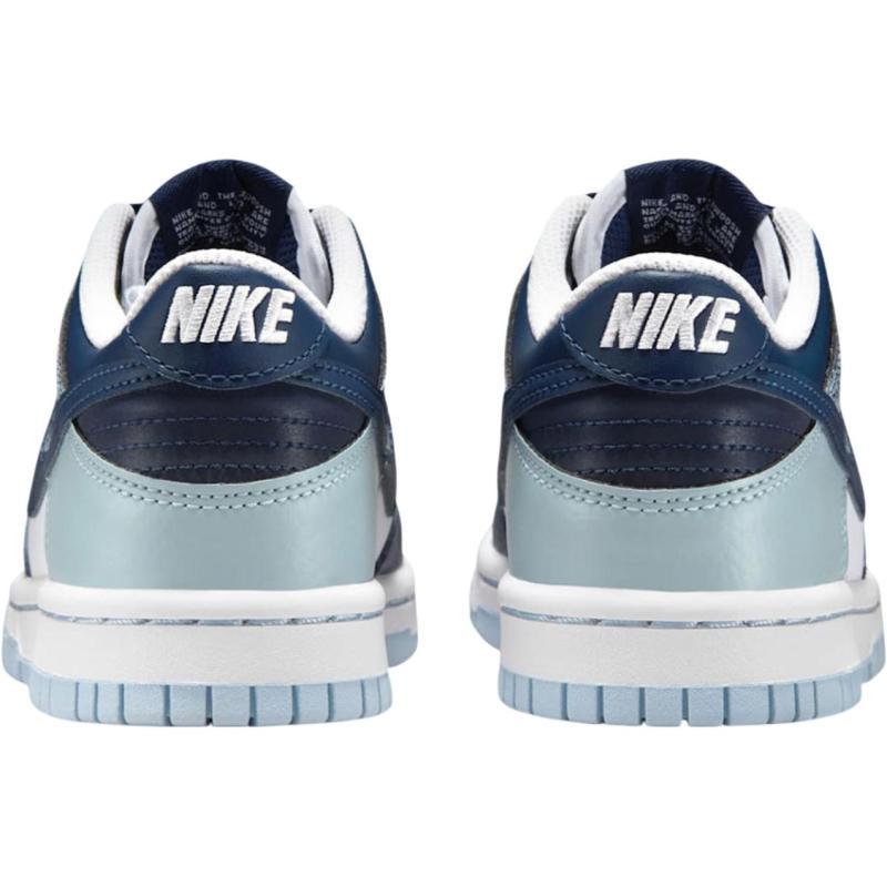 Nike Dunk Cushioning, Wear Resistant Low Top Kids' Skateboarding Shoes White/Marine Blue Sneakers IB7687-100