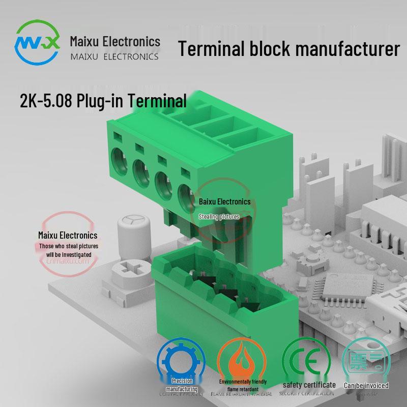 KF2EDGK 5.08mm Green PCB Plug-in Terminal Block, Environmentally Friendly Copper MSTB2.5-ST