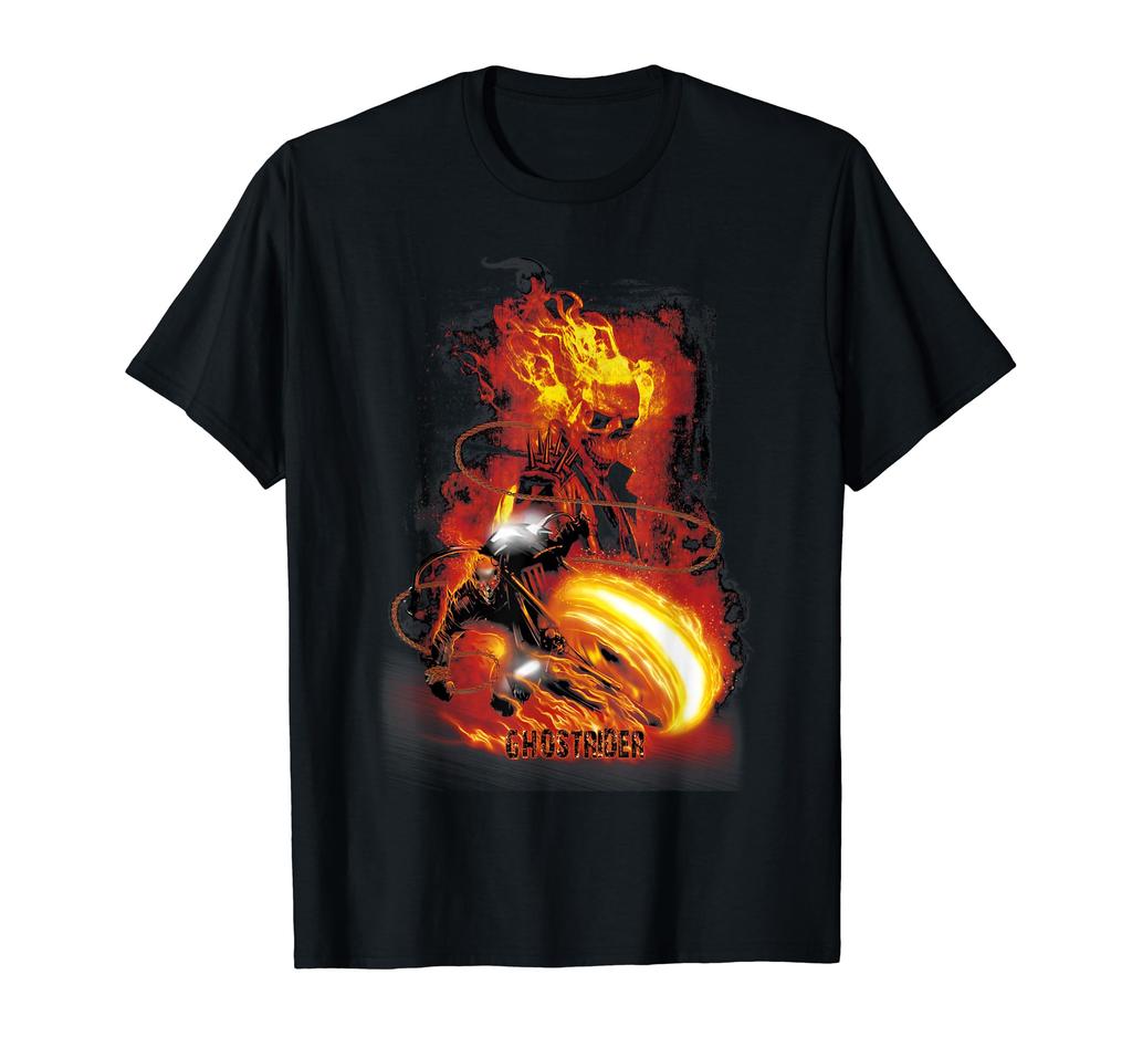Marvel Ghost Rider Fire & Fury Motorcycle Flame T-Shirt