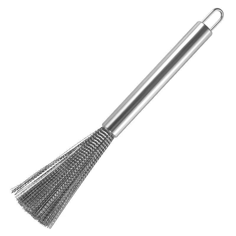 Stainless Steel Pot Brush - Non-Scratch, Long Handle Cleaning Brush with Steel Wool Ball