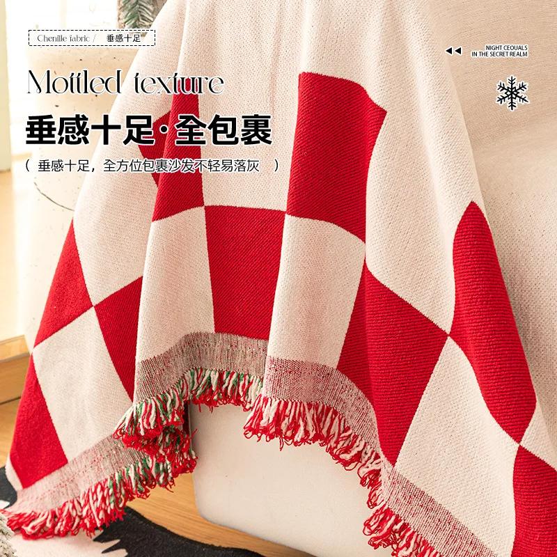 Christmas Atmosphere Sofa Cover Suitable For All Seasons Festive Sofa Blanket High-end Decorative For Living Room Sofa Cushion