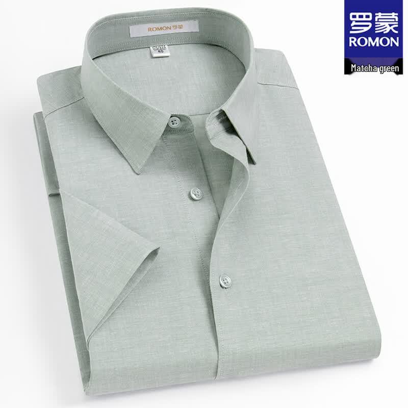 Romon Men's Linen Blend Short Sleeve Shirt