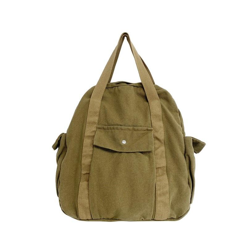 New canvas schoolbag, male and female college students, junior high school backpack, portable washed leisure travel backpack