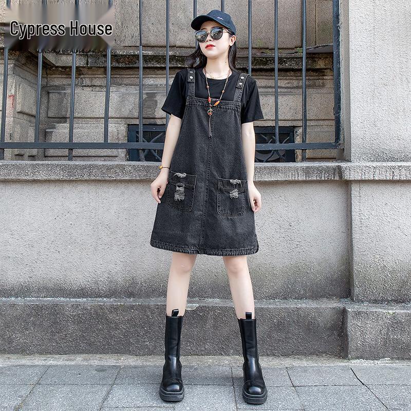 Women's Retro Denim Suspender Dress