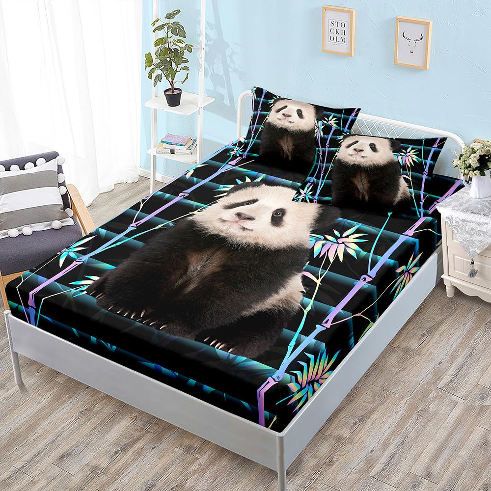 

Cartoon Panda Mattress Three-Piece Bedspread Pillowcase Mattress Protective Cover Sheet 100*190*40cm*1 Pillowcase 51*75cm*1