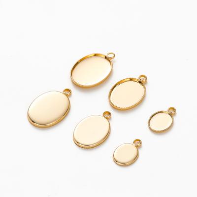10 szt./partia Pozłacany 14K 18K Złotem Baza Wisiorka Cabochon Z Otworem Blaszka Podkładka Bezel DIY Ręcznie Robiony Wisiorek Akcesoria do Tworzenia Biżuterii