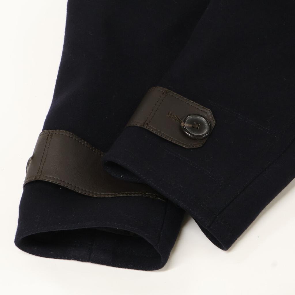 HERMES [Excellent Condition/Domestically Authorized] Lamb Leather Lining Pee coat 44 NavyUsed