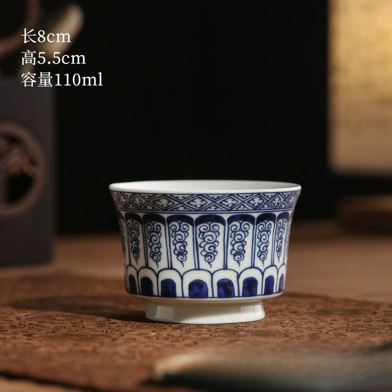 Китайская фарфоровая чайная чашка, чашка мастера, большая вместимость, антикварная керамическая пиала, ручная роспись, чайная посуда для Гунфу, элегантный домашний декор