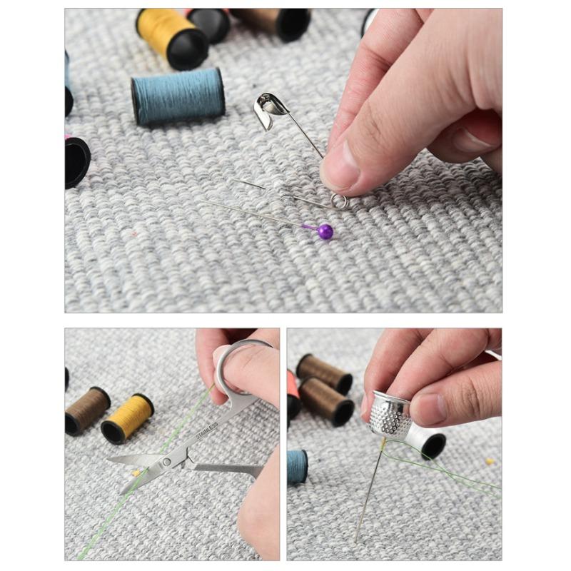 172/127/63/10Pcs/set Sewing Kit with Threads Needles Scissors Tape Measure Buttons Storage Bag Portable Travel Sewing Box Tools