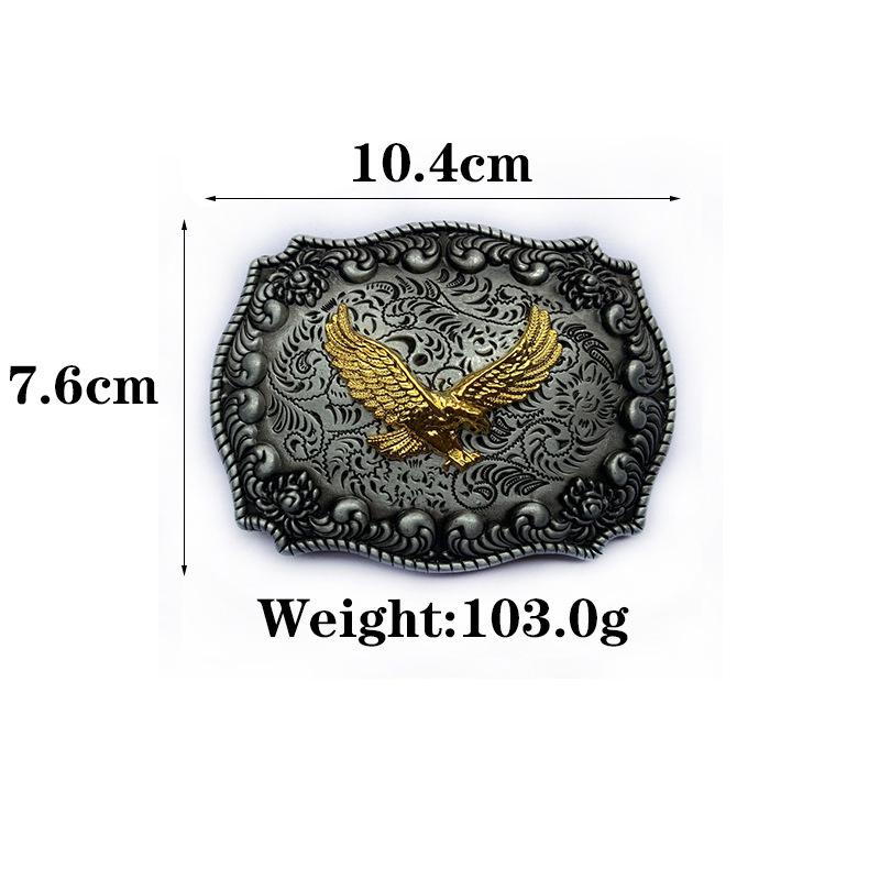 Ethnic Style Oval Eagle Leather Belt Buckle with Flower Design